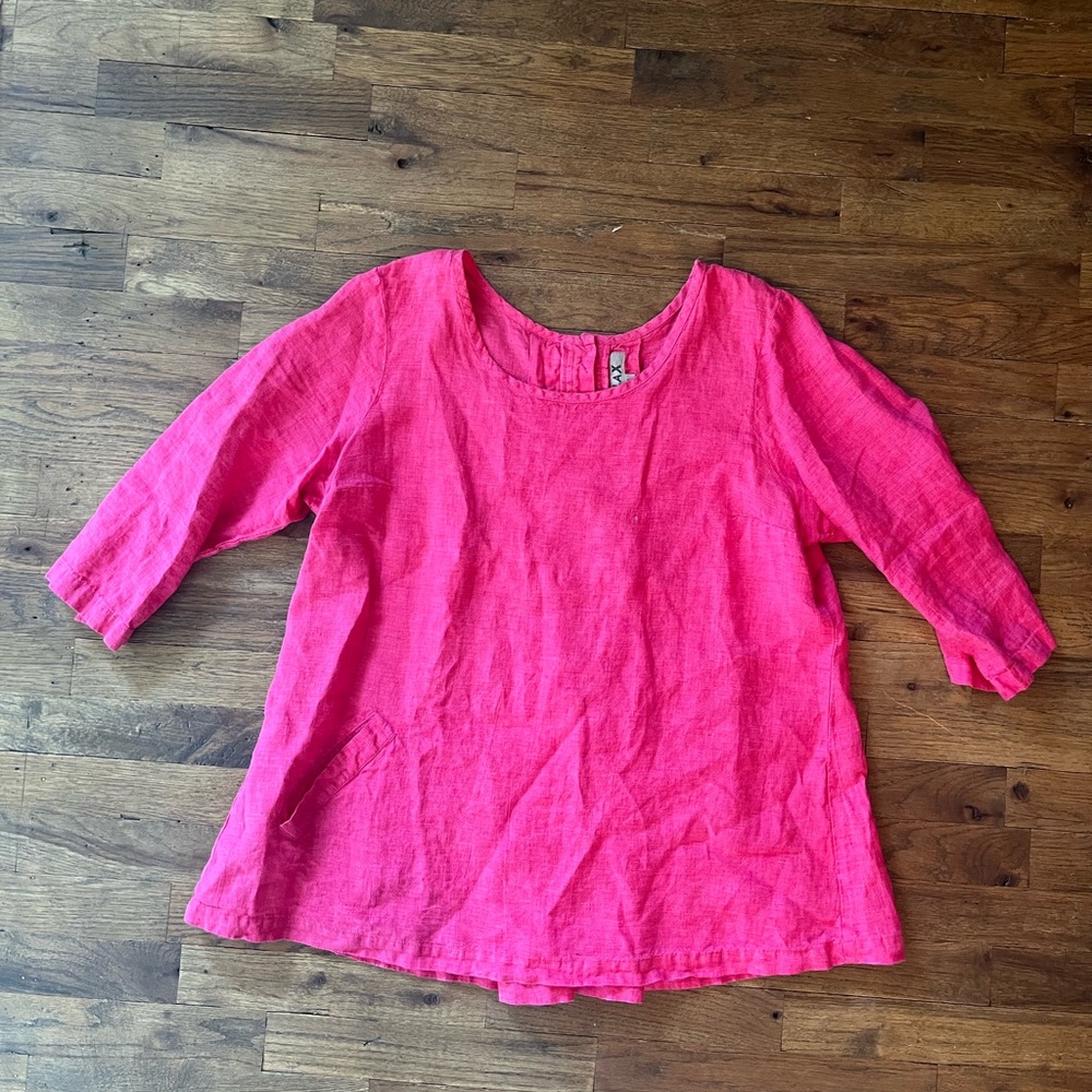 Flax pink linen top size medium